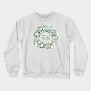 Happiness Quote Shabby Chic Watercolor Roses Crewneck Sweatshirt